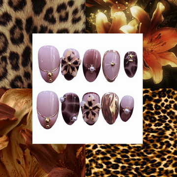 Cocoa Blossom Acrylic Almond Press On Nail