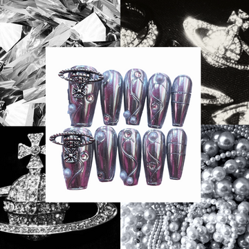 Silver Chrome Acrylic Coffin Press On Nail