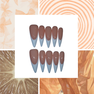 French Point Acrylic Stilletto press On Nail L111