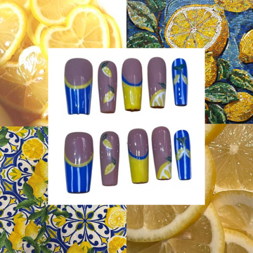 Blue Lemonade Acrylic Square Press On Nail Y299
