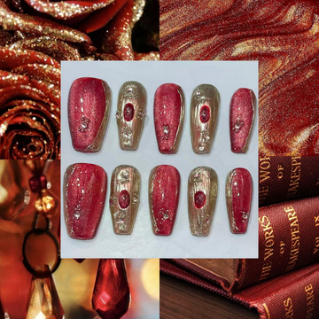 Gilded Ruby Acrylic Coffin Press On Nail Y305