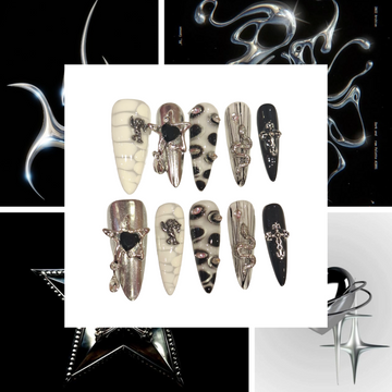 Chrome Stars Acrylic Stiletto Press On Nail - MaYonail Store