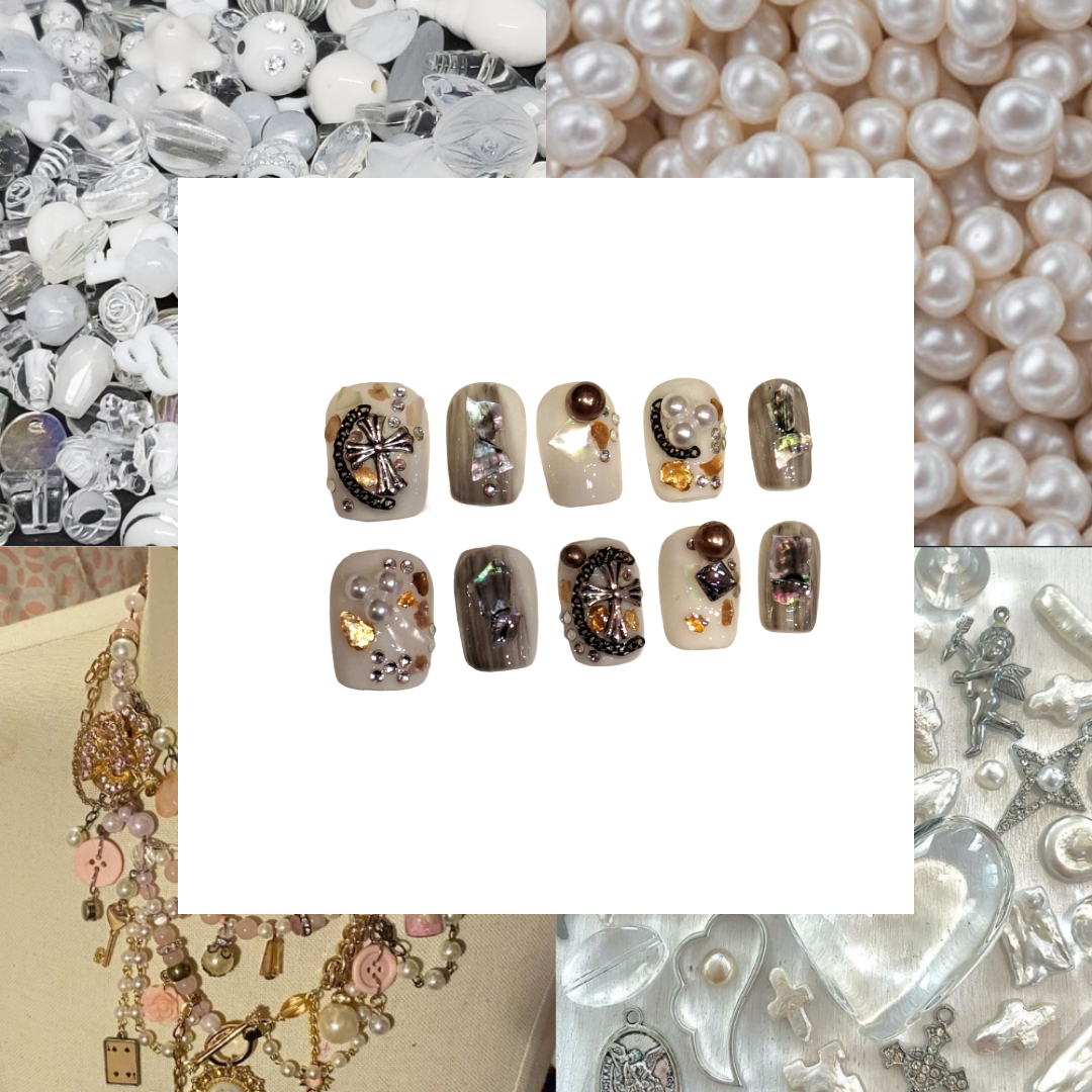 Antique Charm Acrylic Square Press On Nail - MaYonail Store