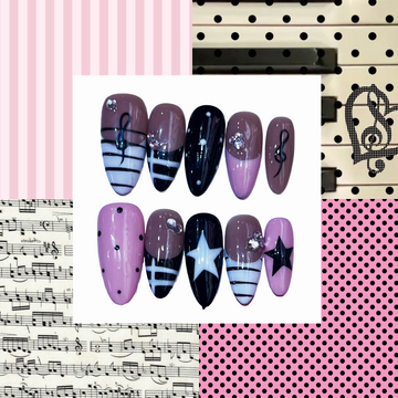 Pink Piano Acrylic Almond Press On Nail - MaYonail Store