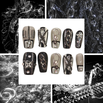 Chained Love Acrylic Coffin Press On Nail