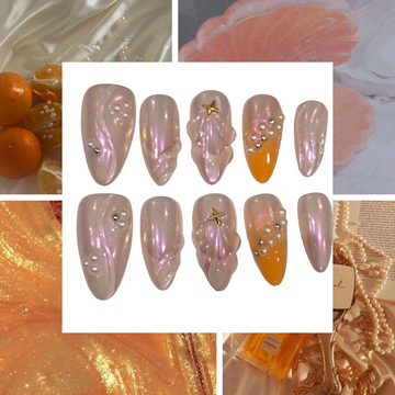 Orange Sunset Acrylic Almond press On Nail