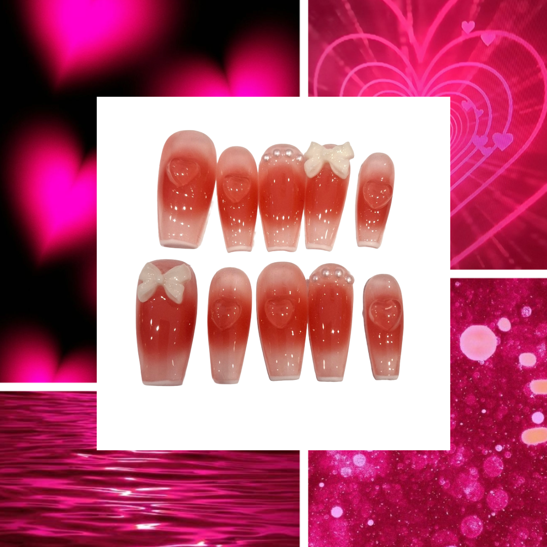 Ombre Love Acrylic Coffin Press On Nail - MaYonail Store