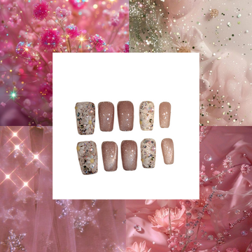 Blush Garden Acrylic Square Press On Nail - MaYonail Store