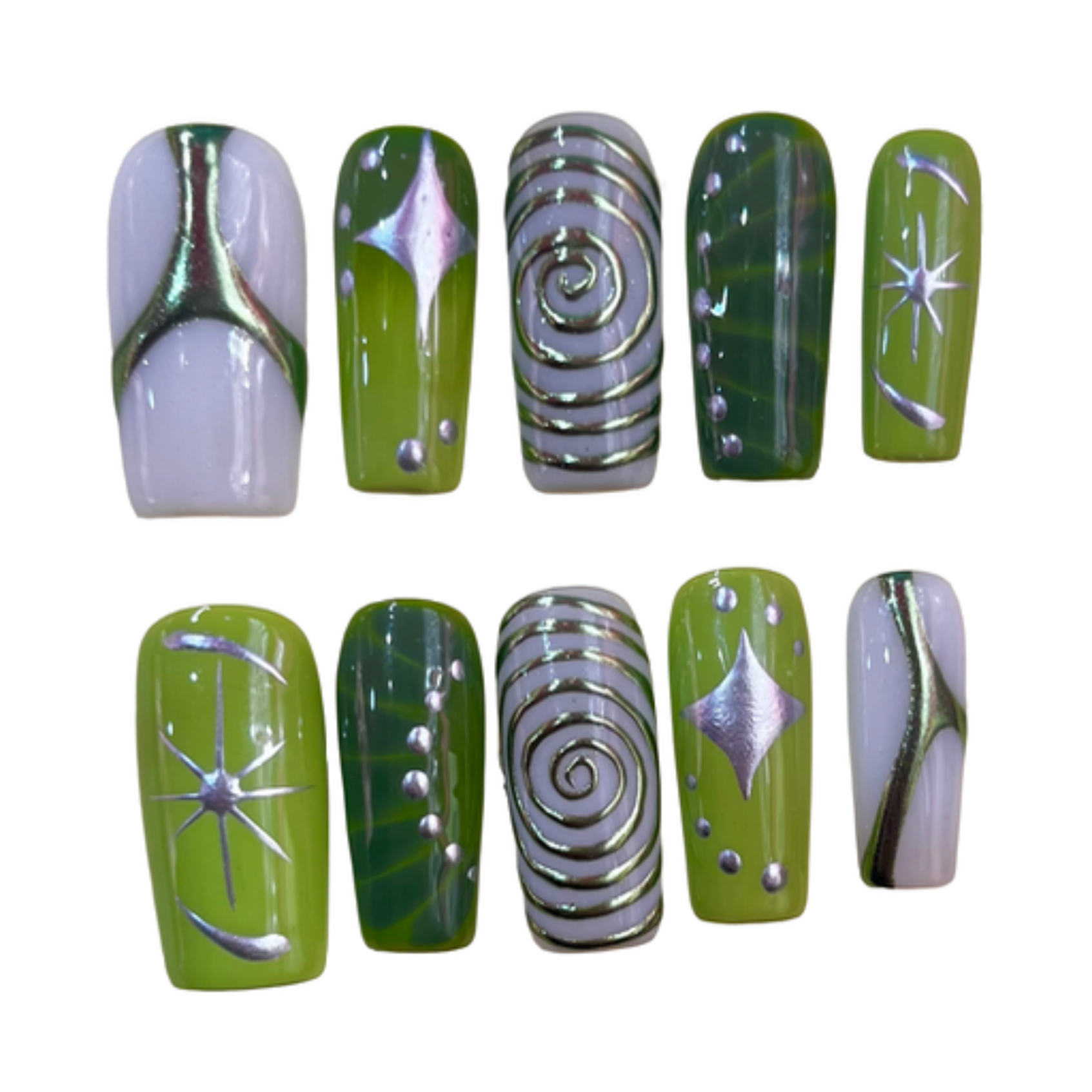 Green Goddess Acrylic Square Press On Nail - MaYonail Store