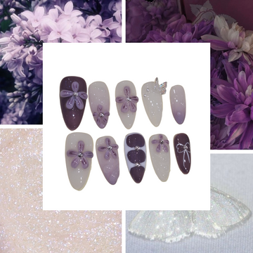 Lilac Love Acrylic Almond Press On Nail