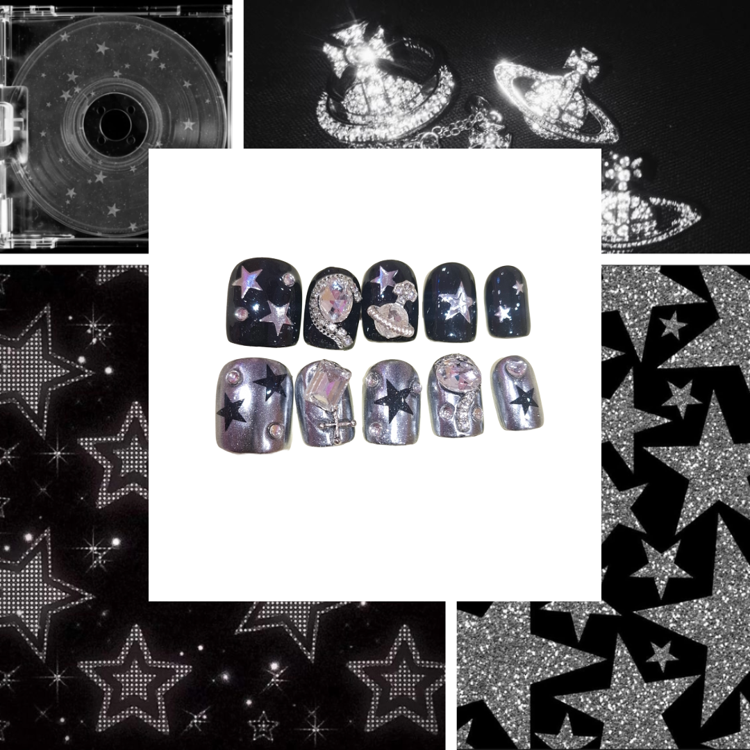 Night Shimmer Acrylic Square Press On Nail