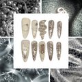 Silver Serpent Acrylic Stiletto Press On Nail - MaYonail Store