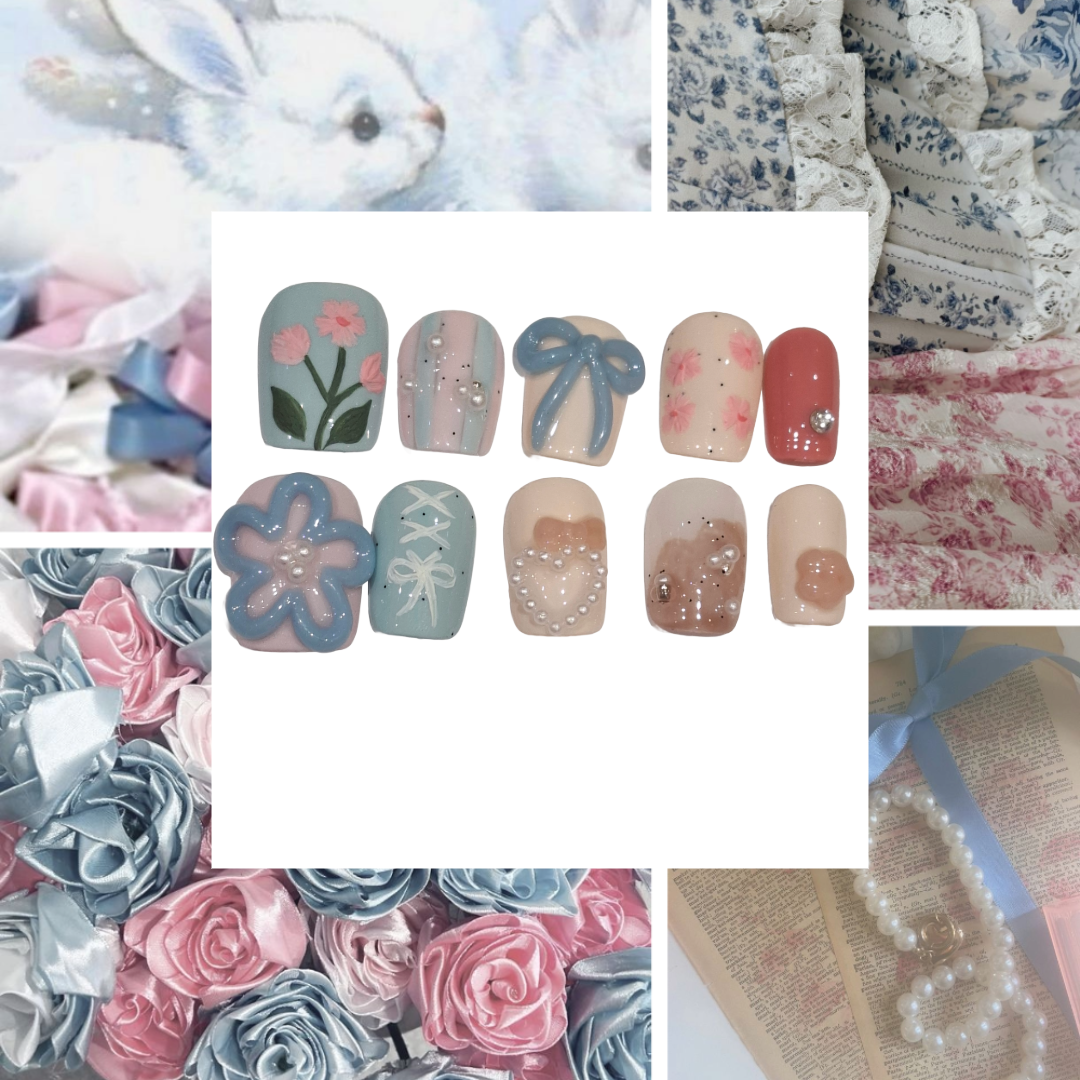 Funky Florals Acrylic Square Press On Nail - MaYonail Store