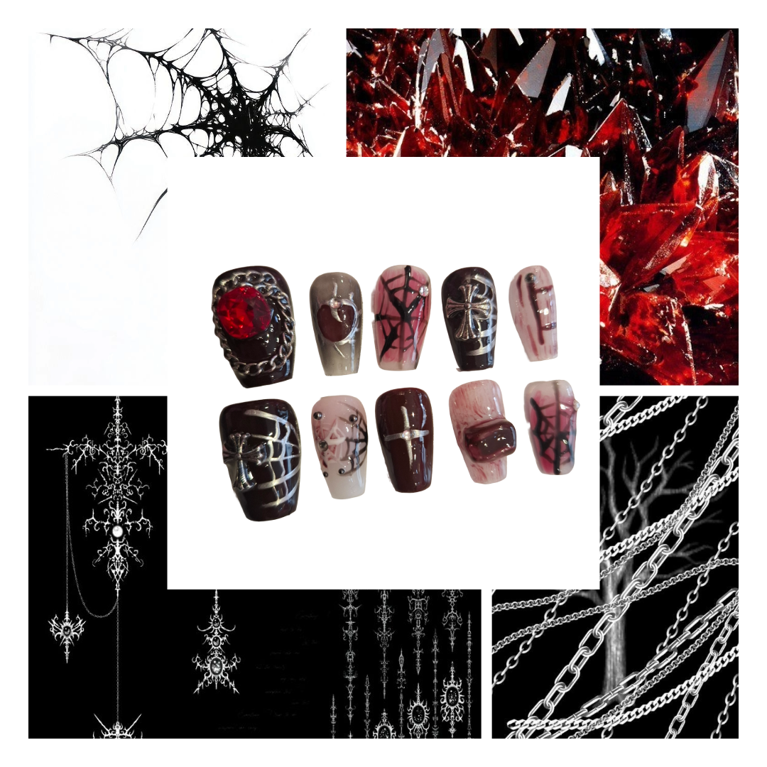 Crimson Cathedral Acrylic Square Press On Nail - MaYonail Store