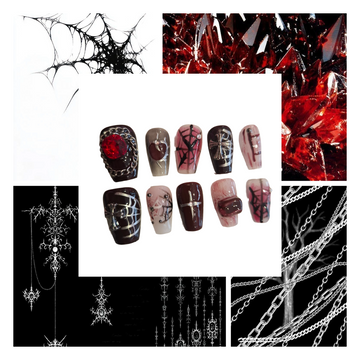 Crimson Cathedral Acrylic Square Press On Nail - MaYonail Store