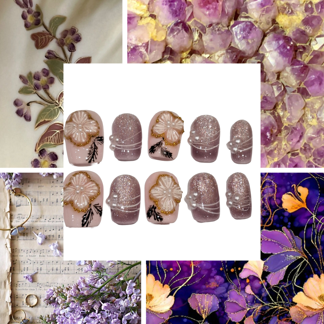 Floral Fun Acrylic Square Press On Nail - MaYonail Store