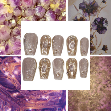 Lilac Shimmer Acrylic Coffin Press On Nail