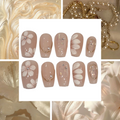 Floral Nude Acrylic Coffin press On Nail - MaYonail Store