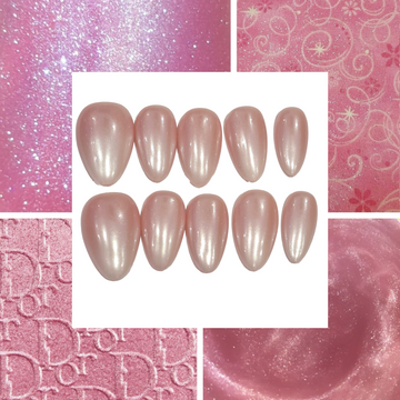 Pearly Pink Acrylic Almond press On Nail - MaYonail Store