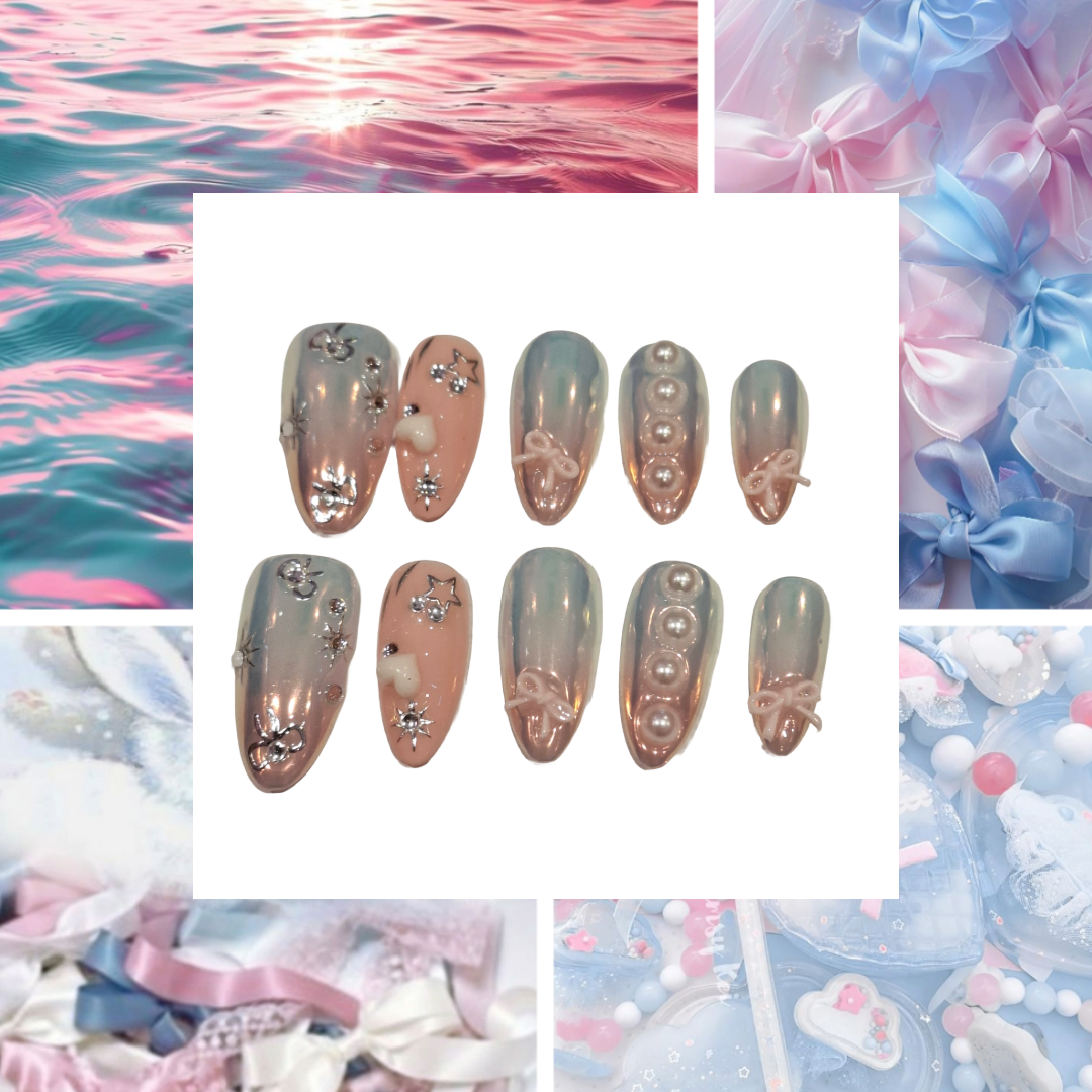 Pretty Pastel Acrylic Almond Press On Nail - MaYonail Store