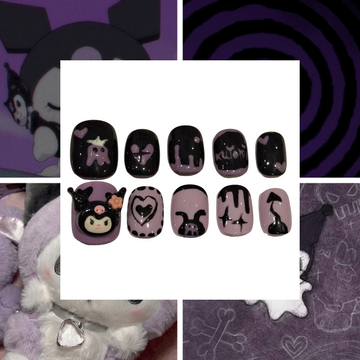 Dark Kuromi Acrylic Oval Press On Nail