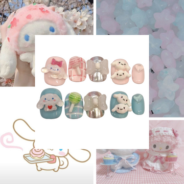 Cotton Candy Acrylic Oval Press On Nail