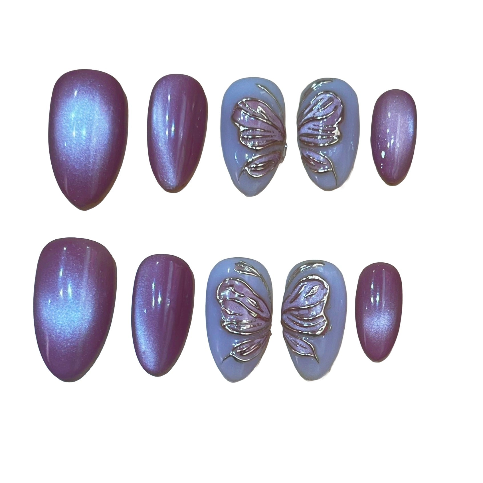Dreamy Butterflies Acrylic Almond Press On Nail - MaYonail Store