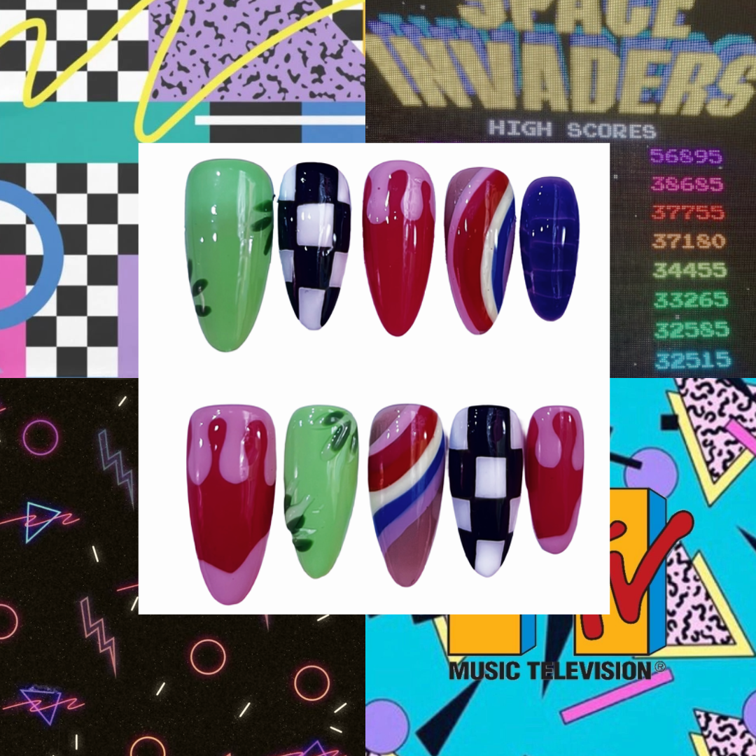 Back To The 80s Acrylic Almond press On Nail - MaYonail Store