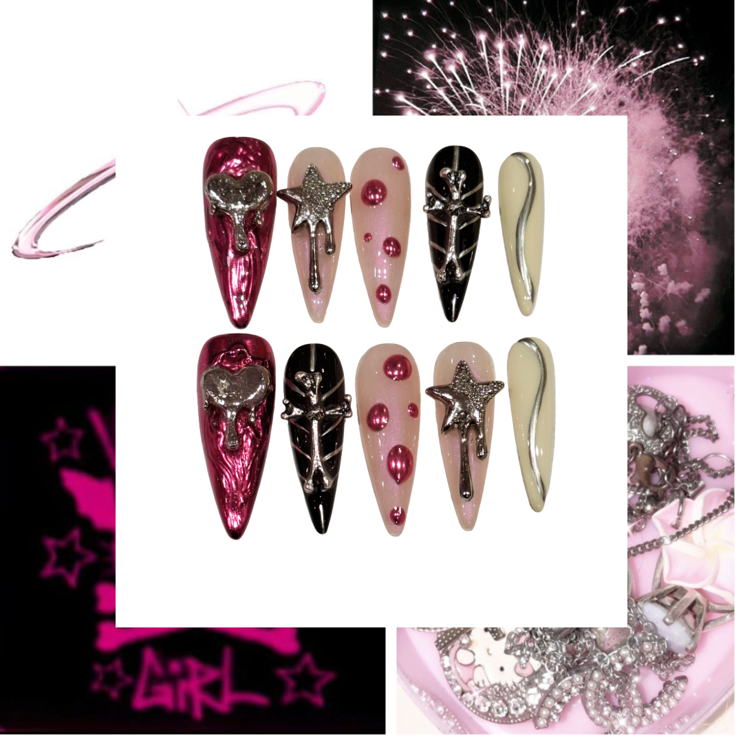 Metallic Madness Acrylic Stiletto Press On Nail - MaYonail Store