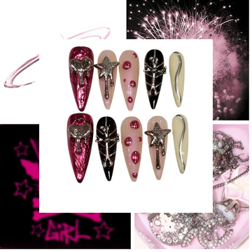 Metallic Madness Acrylic Stiletto Press On Nail - MaYonail Store