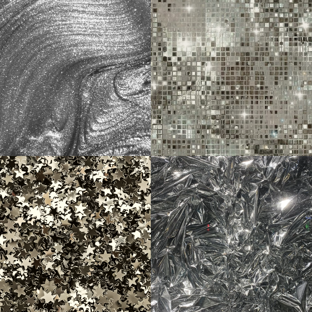 Silver Shimmer Acrylic Almond  Press On Nail