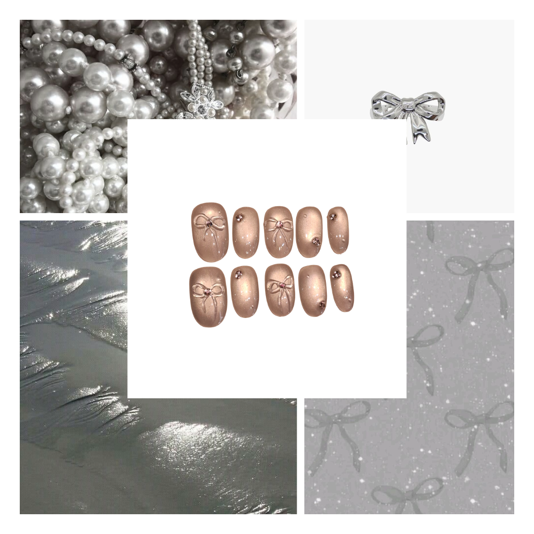 Silver Tie Acrylic Almond Press On Nail - MaYonail Store