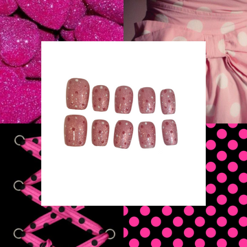 Polka Pink Acrylic Square Press On Nail