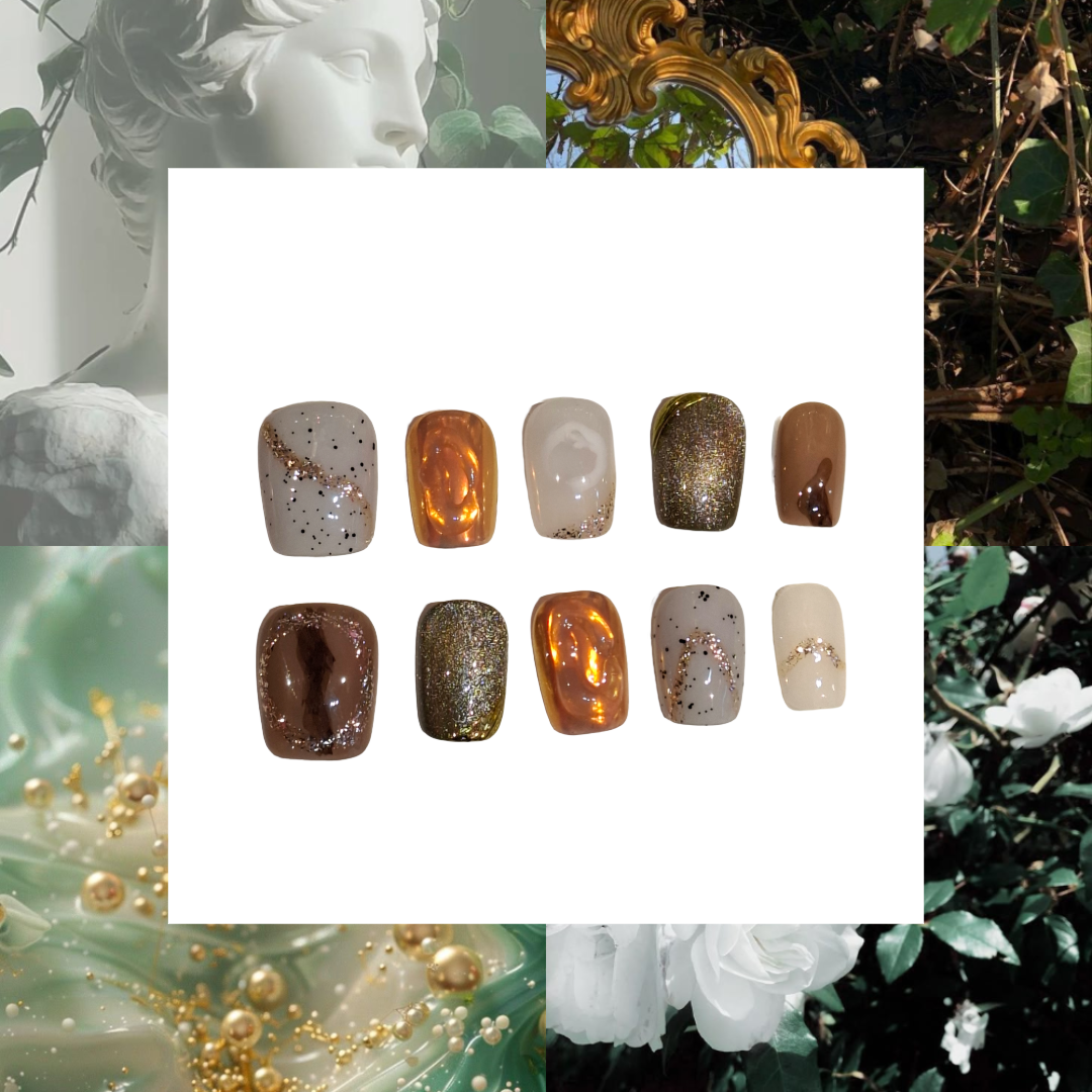 Golden Forest Acrylic Square Press On Nail - MaYonail Store