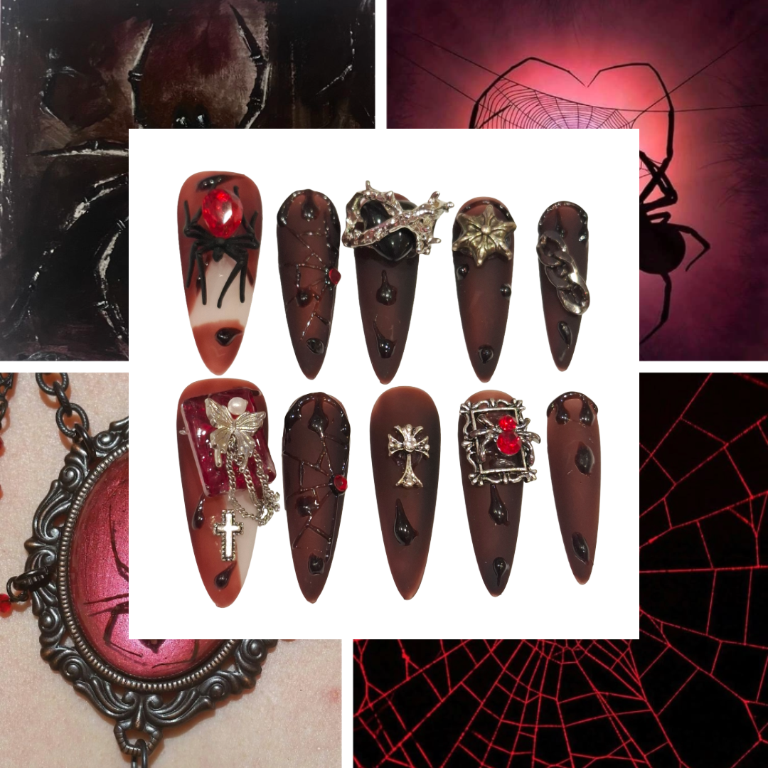 Spider Bait Acrylic Stiletto Press On Nail - MaYonail Store