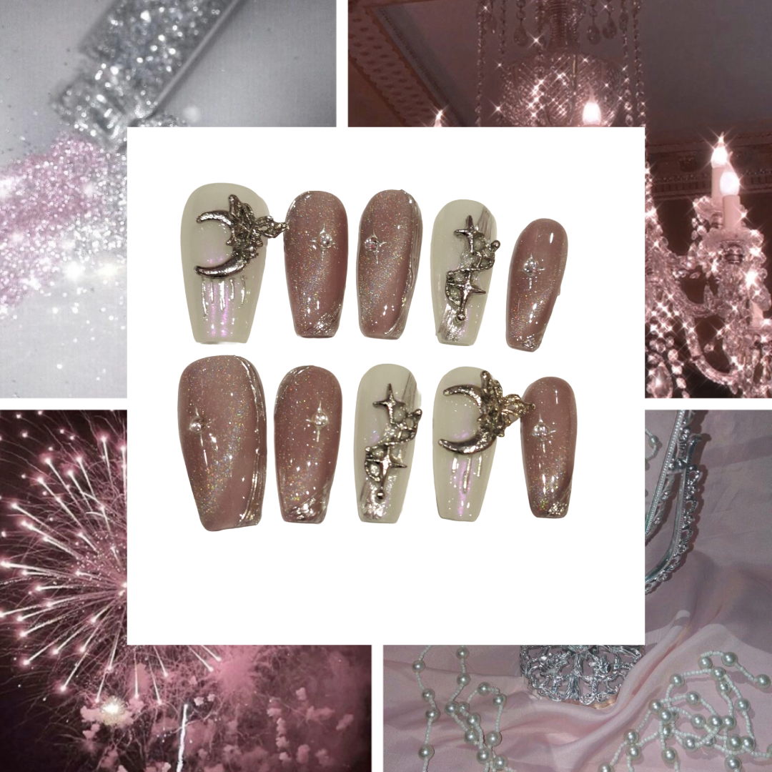 Fantasy Shimmer Acrylic Coffin Press On Nail - MaYonail Store