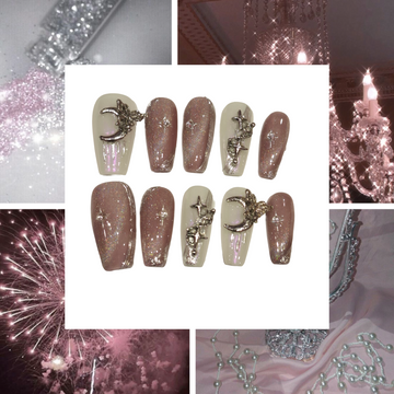 Fantasy Shimmer Acrylic Coffin Press On Nail - MaYonail Store