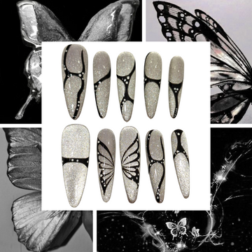 Butterfly Wing Acrylic Stiletto press On Nail