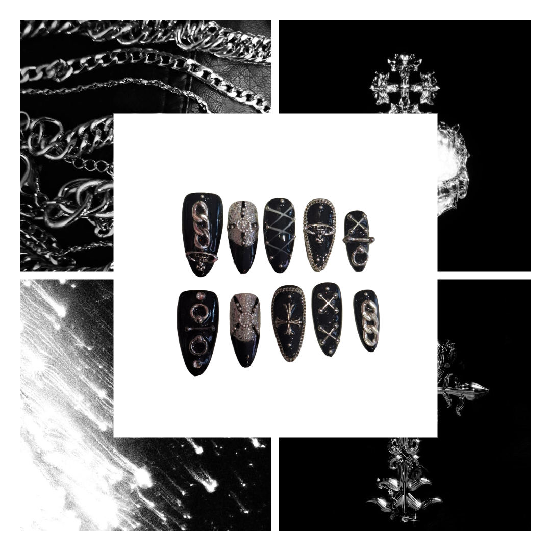 Crucifix Couture Acrylic Almond Press On Nail - MaYonail Store