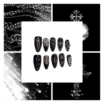 Crucifix Couture Acrylic Almond Press On Nail - MaYonail Store