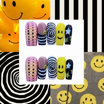 Smiley Face Acrylic Square Press On Nail - MaYonail Store