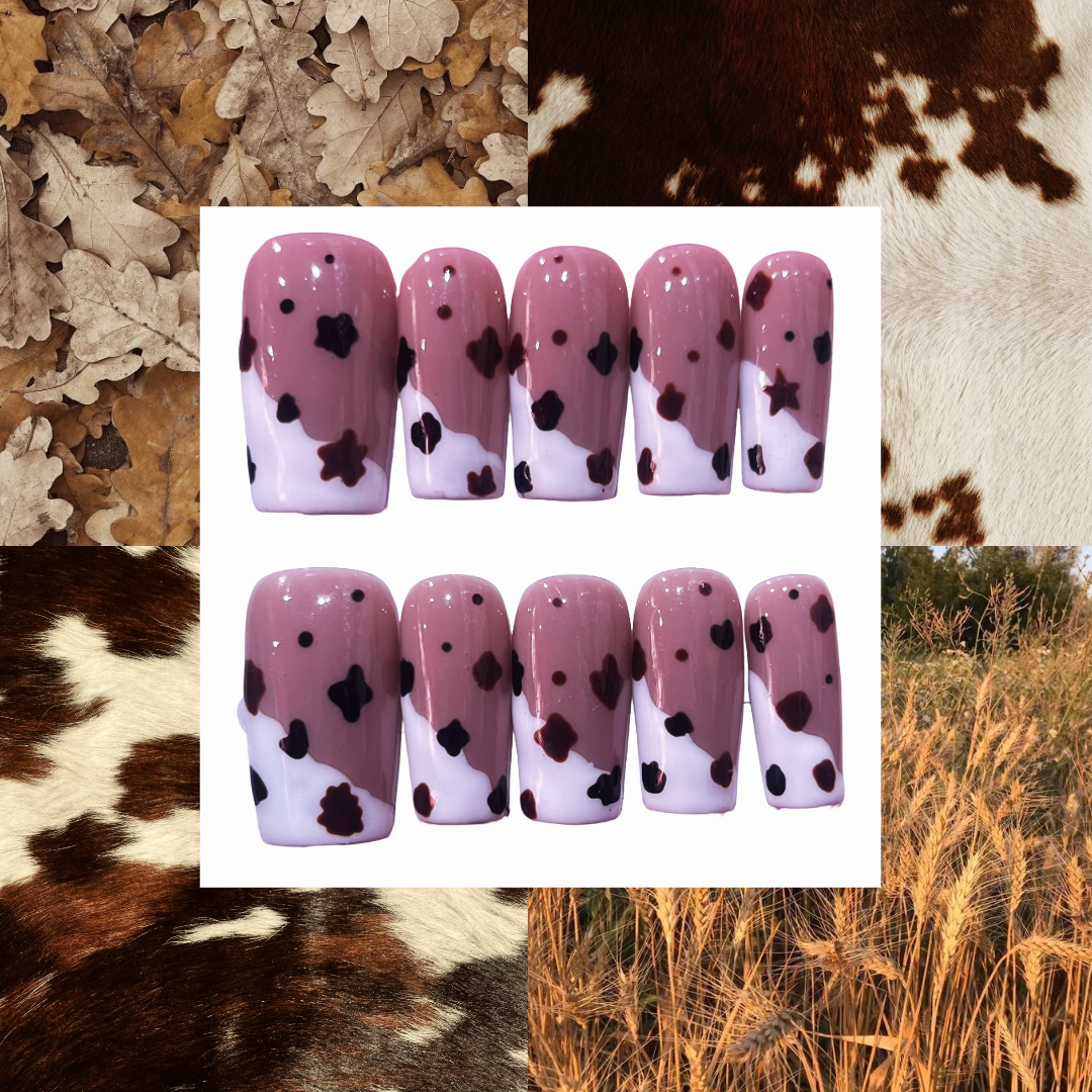 Cow Print Acrylic Square Press On Nail - MaYonail Store