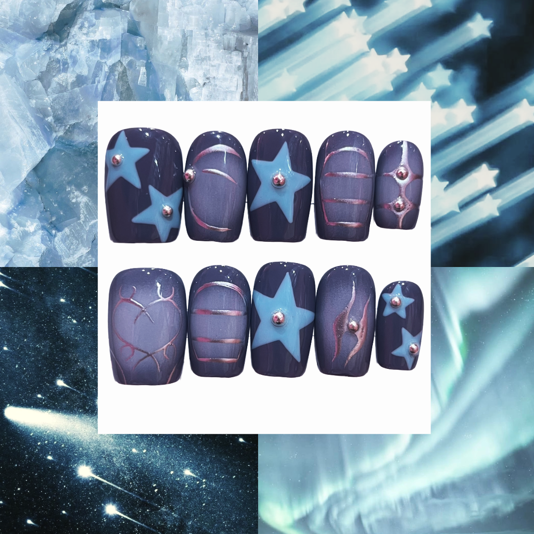 Icy Stars Acrylic Square Press On Nail - MaYonail Store