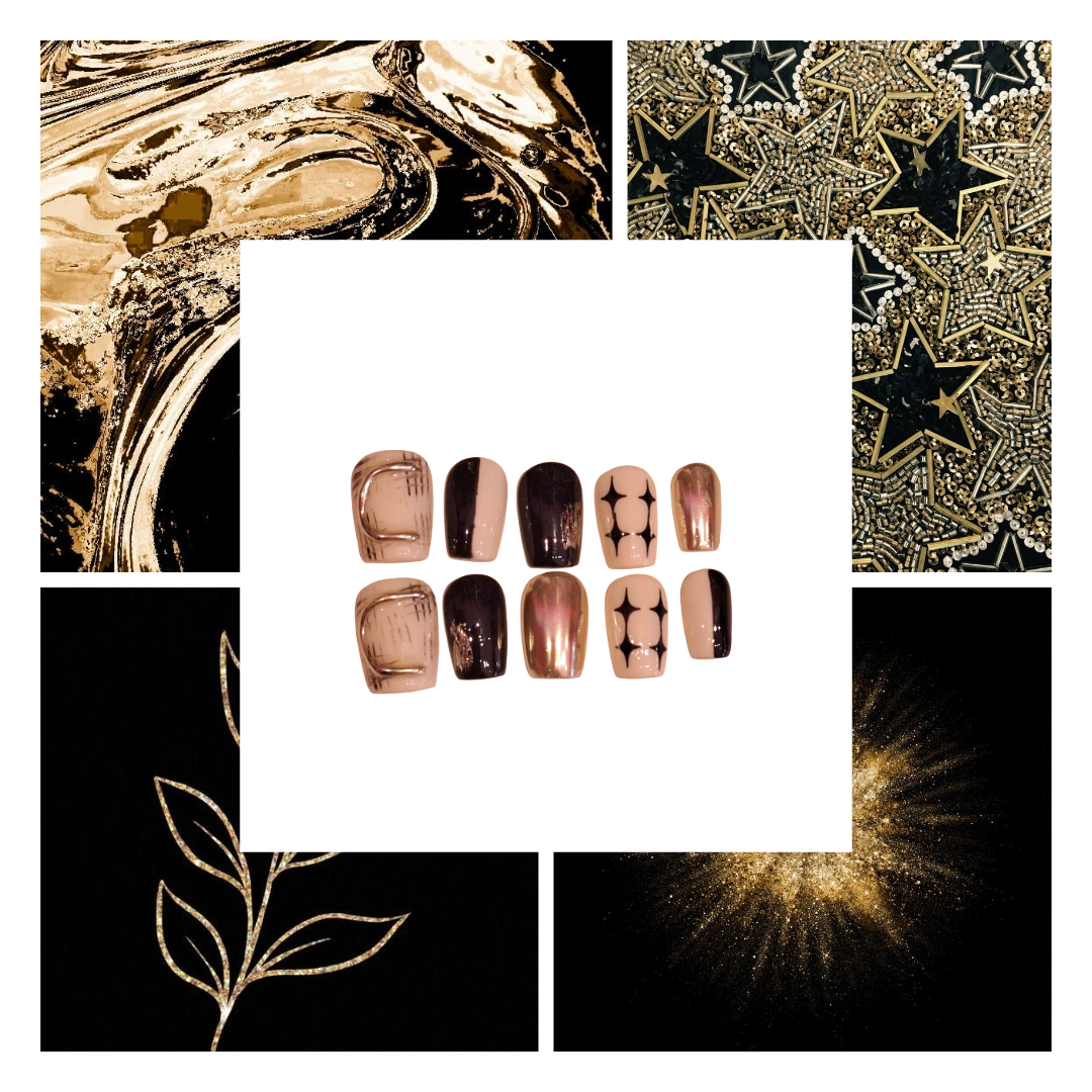 Midnight Glamour Acrylic Square Press On Nail - MaYonail Store