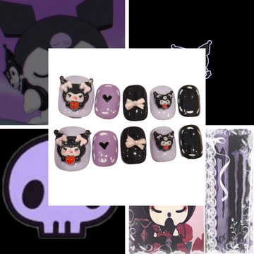 Kuromi Cuteness Acrylic Oval Press On Nail