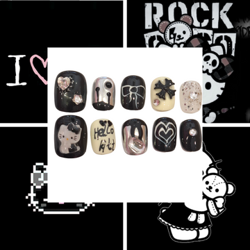 Crystal Kitty Acrylic Oval Press On Nail