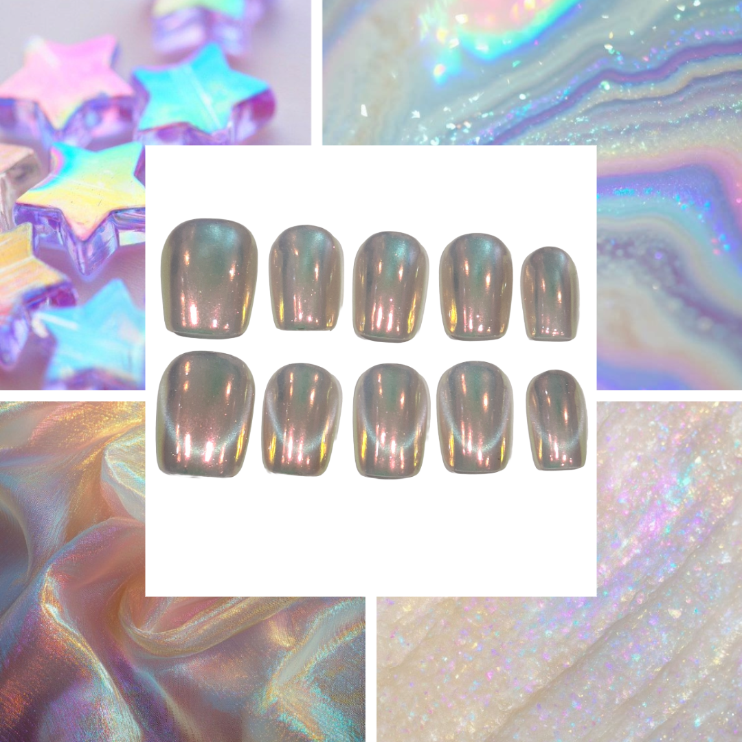 Simple Holographic Acrylic Square Press On Nail - MaYonail Store