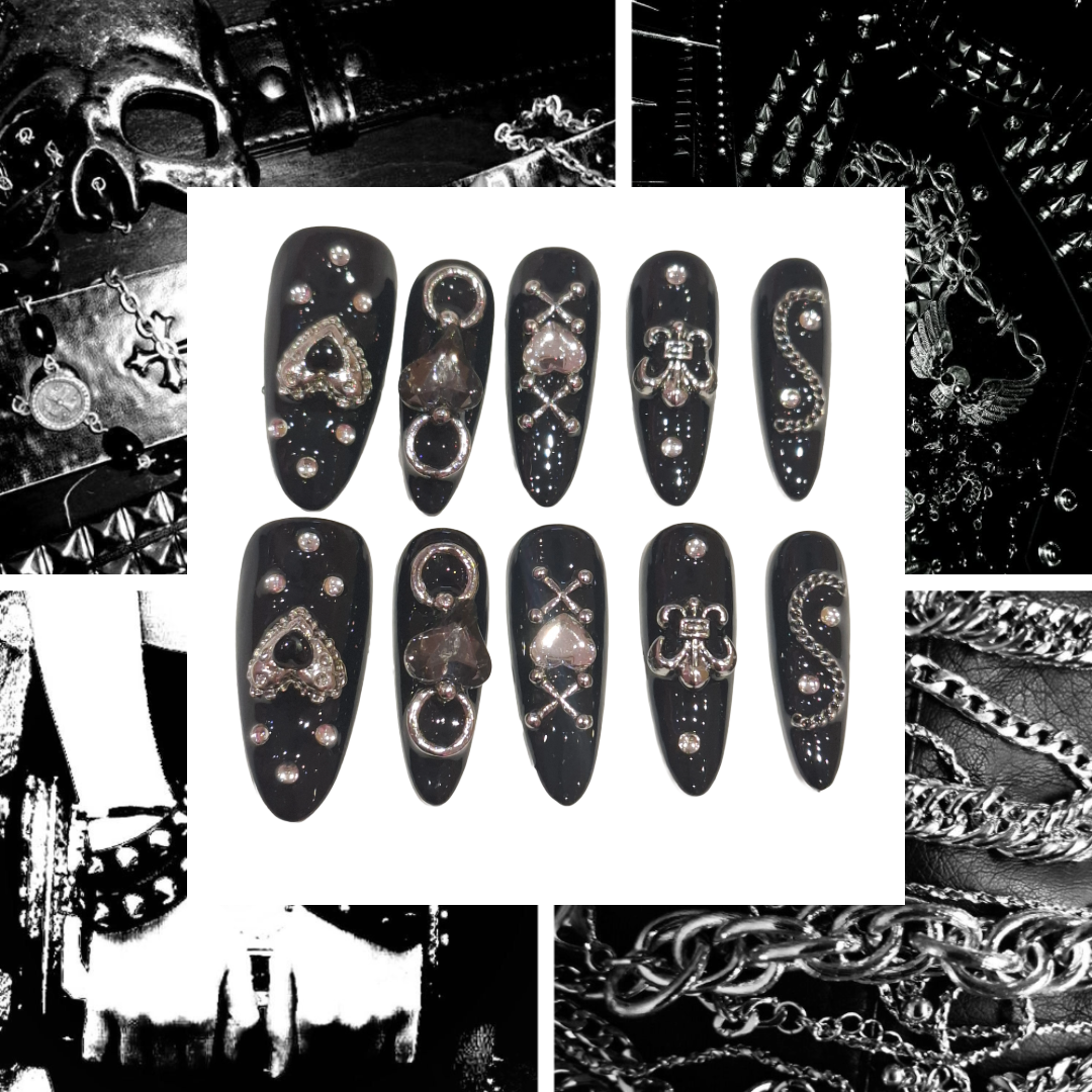 Silver Love Acrylic Oval Press On Nail - MaYonail Store