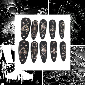 Silver Love Acrylic Oval Press On Nail - MaYonail Store