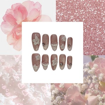 Classy Petals Acrylic Almond Press On Nail